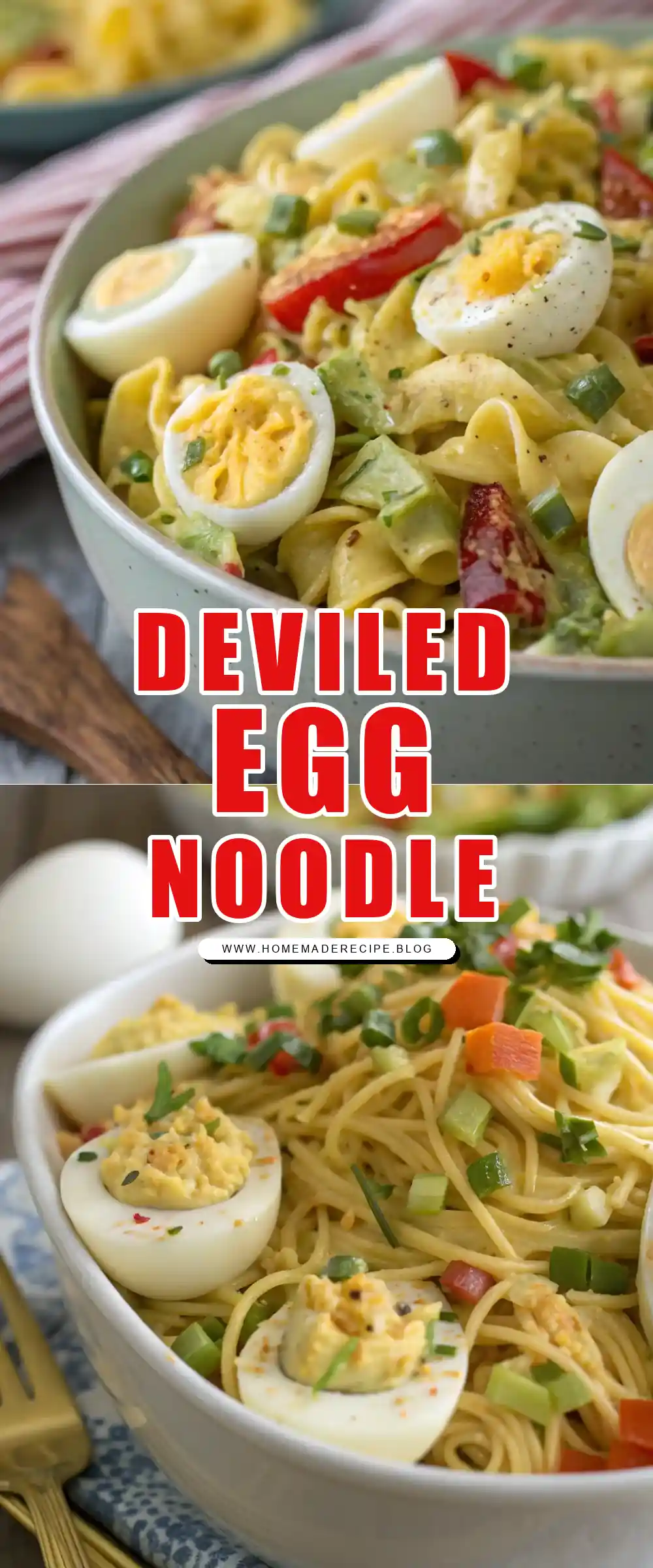Pinterest pin 1 (Design 1) for Deviled Egg Noodle Salad