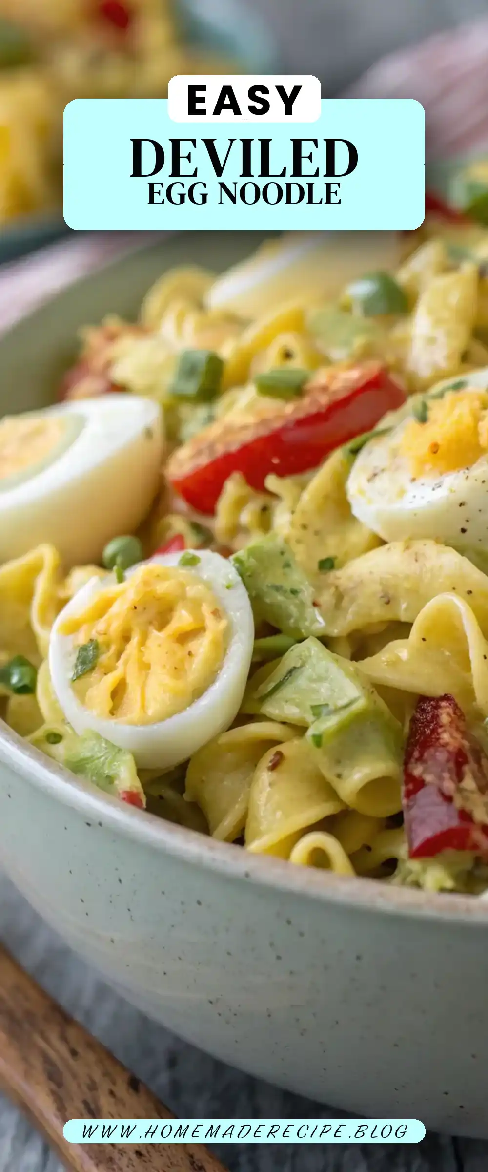 Pinterest pin 2 (Design 2) for Deviled Egg Noodle Salad
