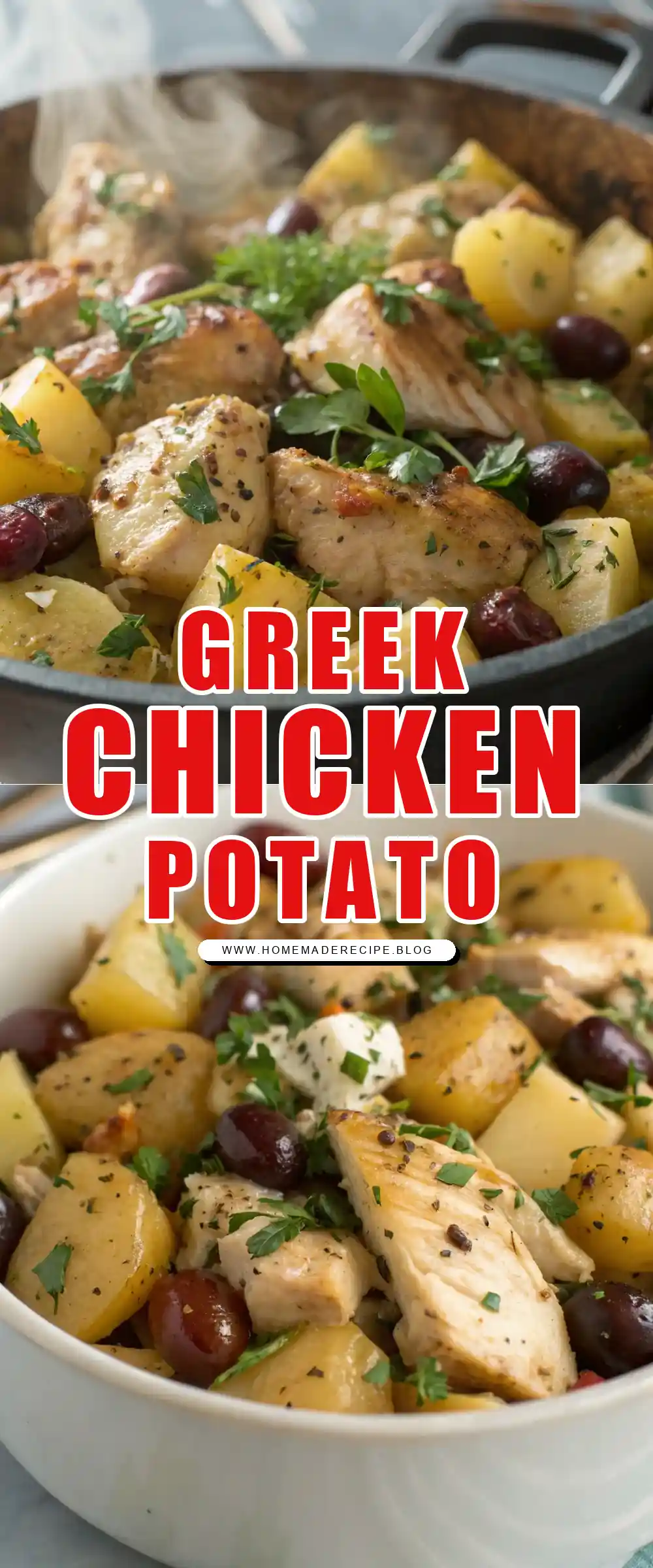 Pinterest pin 1 (Design 1) for Greek Chicken and Potato Bowl