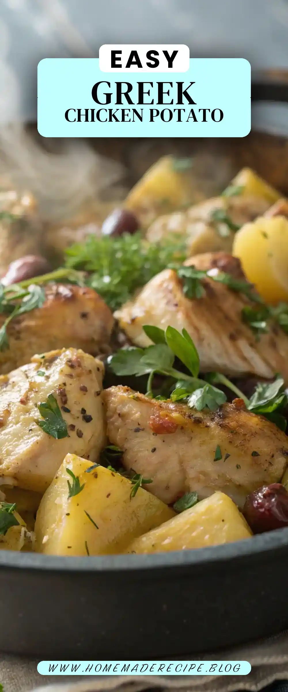 Pinterest pin 2 (Design 2) for Greek Chicken and Potato Bowl