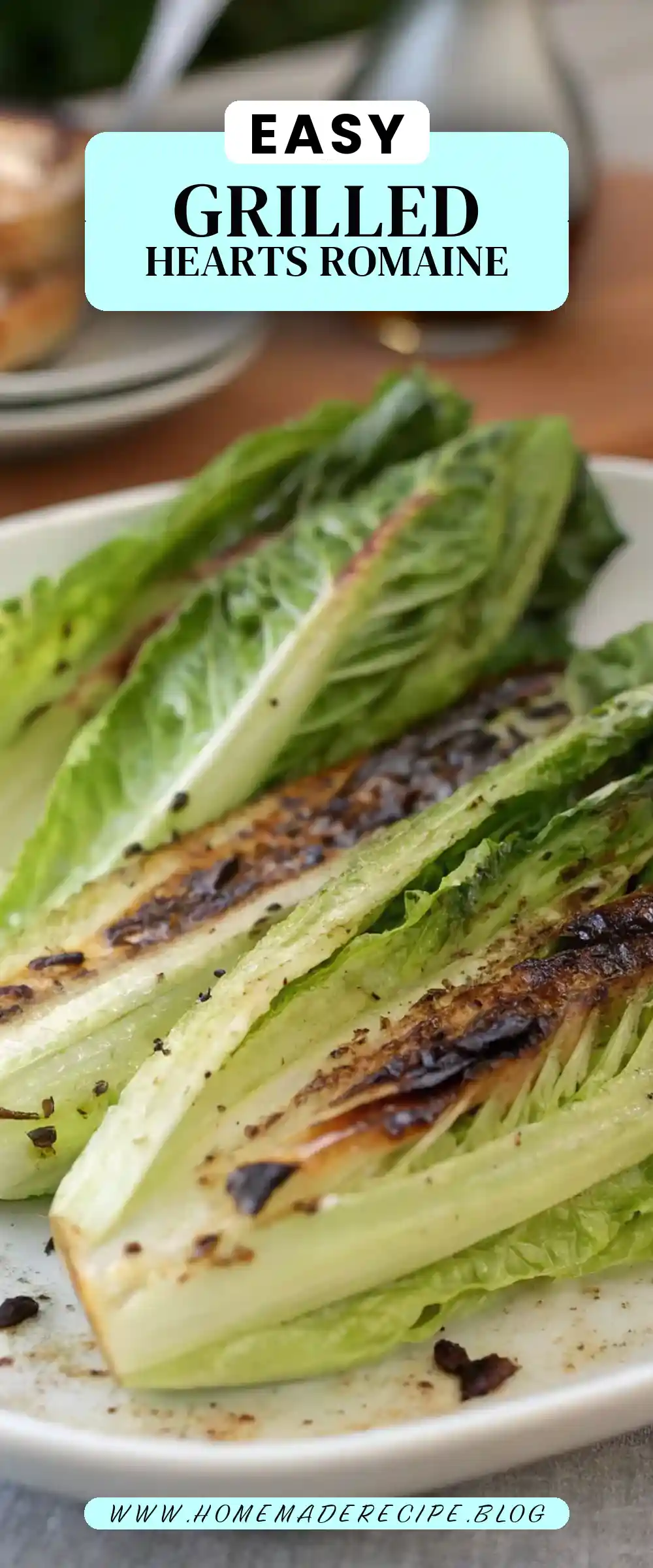 Pinterest pin 2 (Design 2) for Grilled Hearts of Romaine