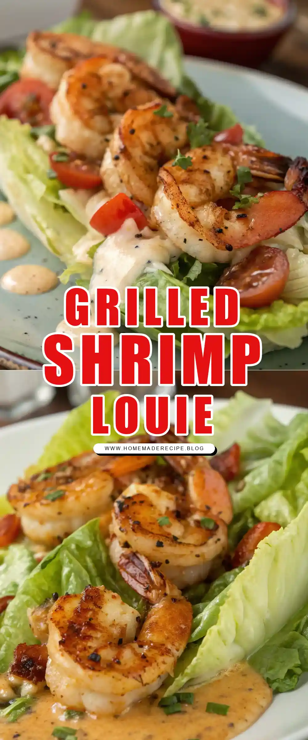 Pinterest pin 1 (Design 1) for Grilled Shrimp Louie