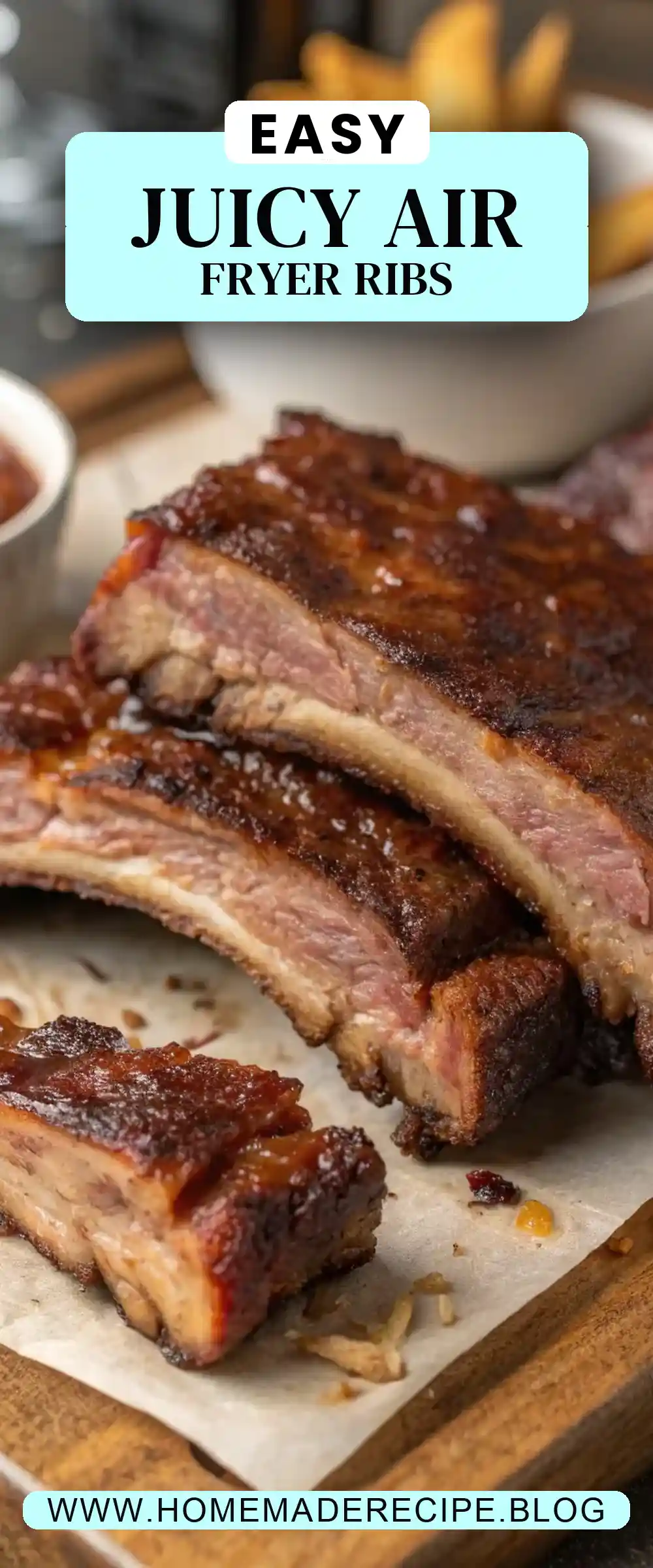 Pinterest pin 2 (Design 2) for Air Fryer Bison Ribs
