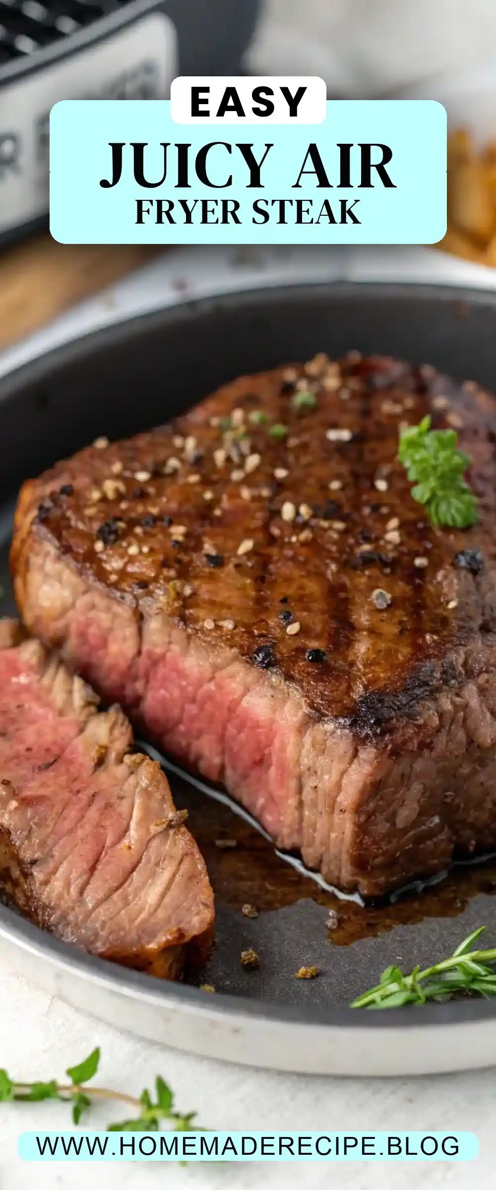 Pinterest pin 2 (Design 2) for Air Fryer Beef Steak