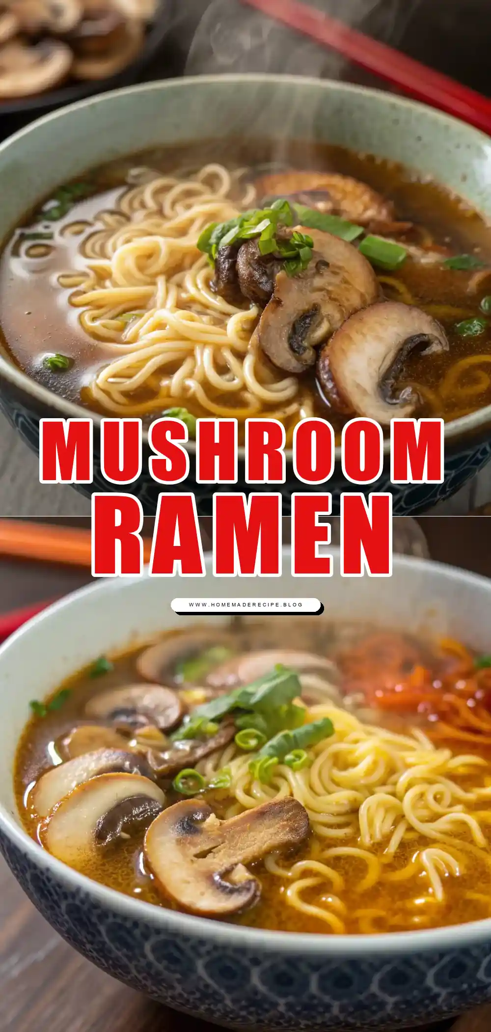Pinterest pin 1 (Design 1) for Mushroom Ramen