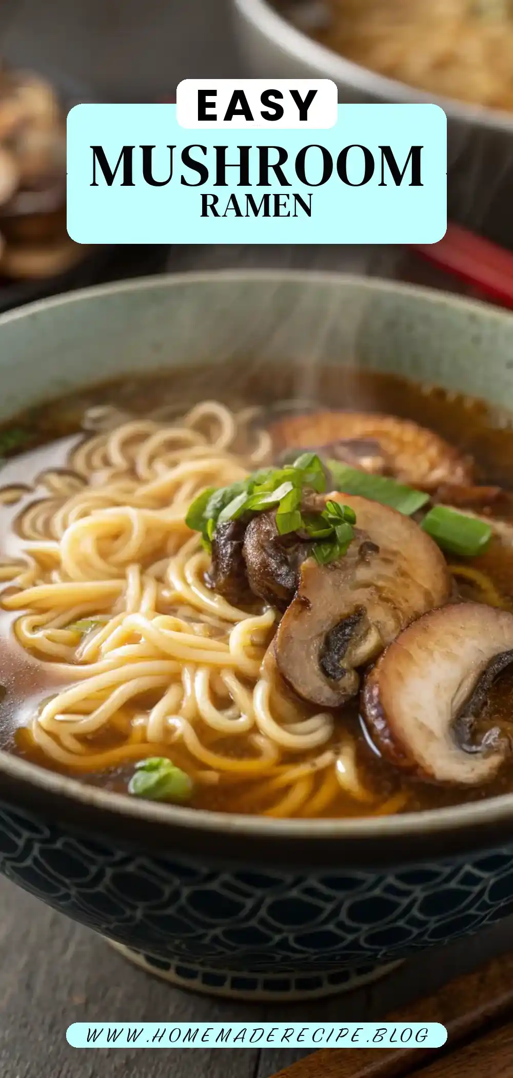 Pinterest pin 2 (Design 2) for Mushroom Ramen