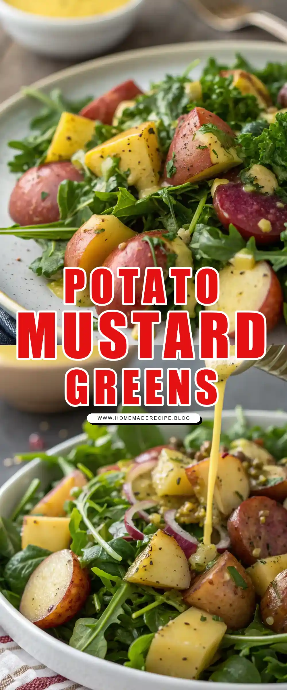 Pinterest pin 1 (Design 1) for Potato and Mustard Greens Salad