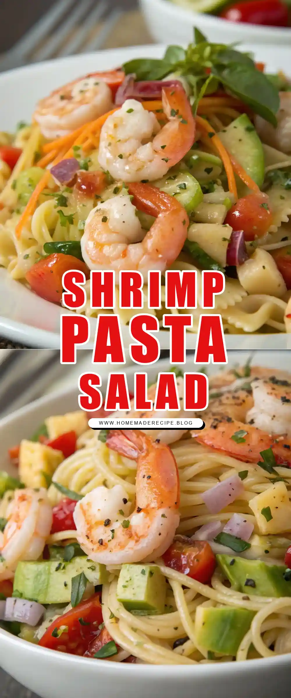Pinterest pin 1 (Design 1) for Shrimp Pasta Salad