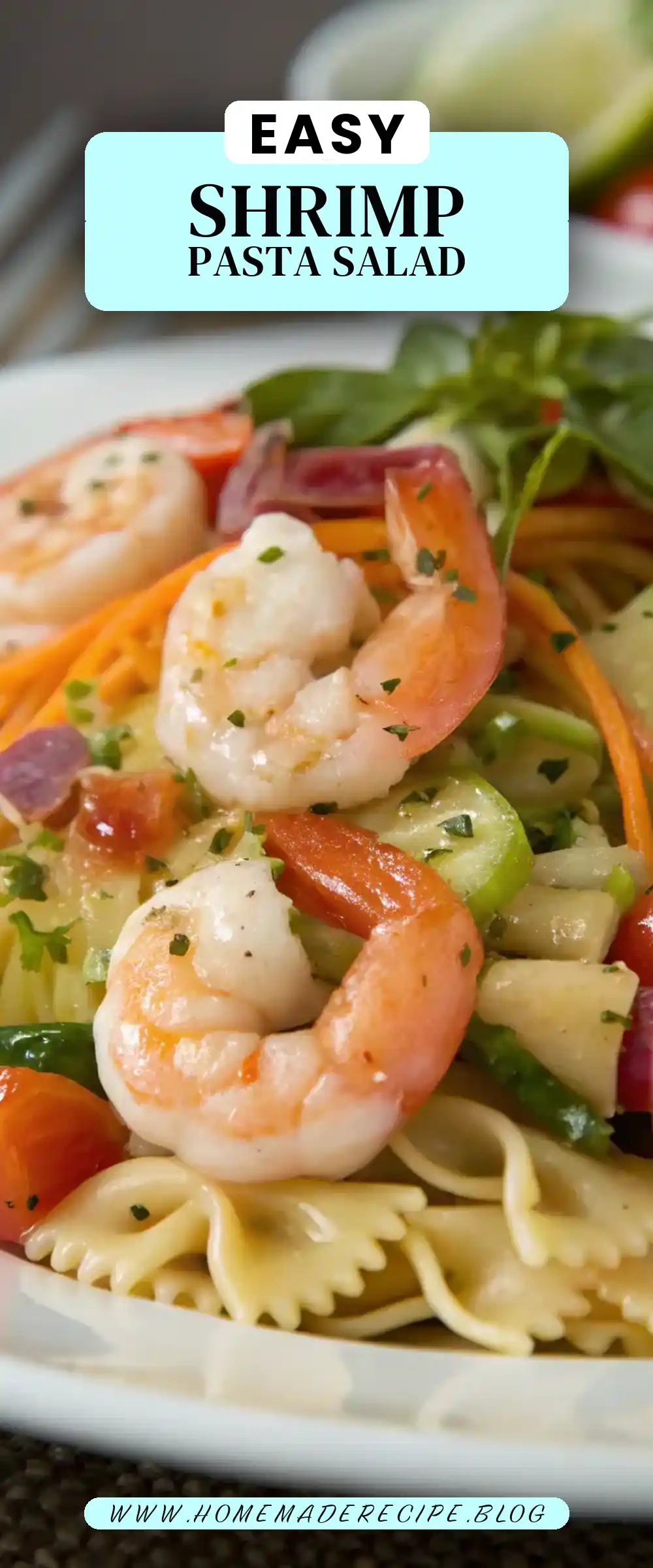 Pinterest pin 2 (Design 2) for Shrimp Pasta Salad
