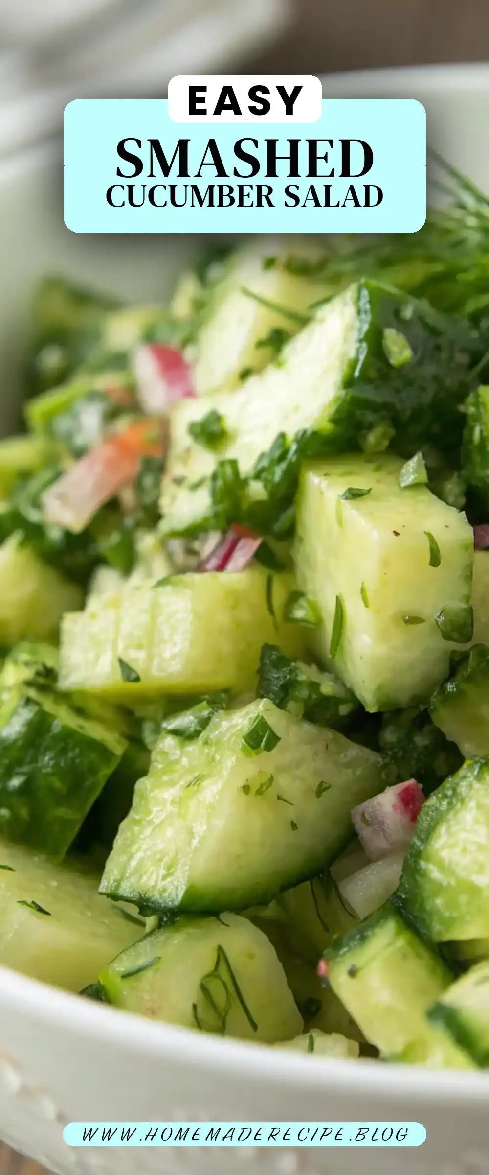 Pinterest pin 2 (Design 2) for Smashed Cucumber Salad