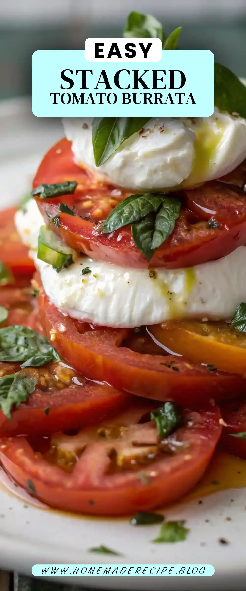 Pinterest pin 2 (Design 2) for Stacked Tomato and Burrata Salad