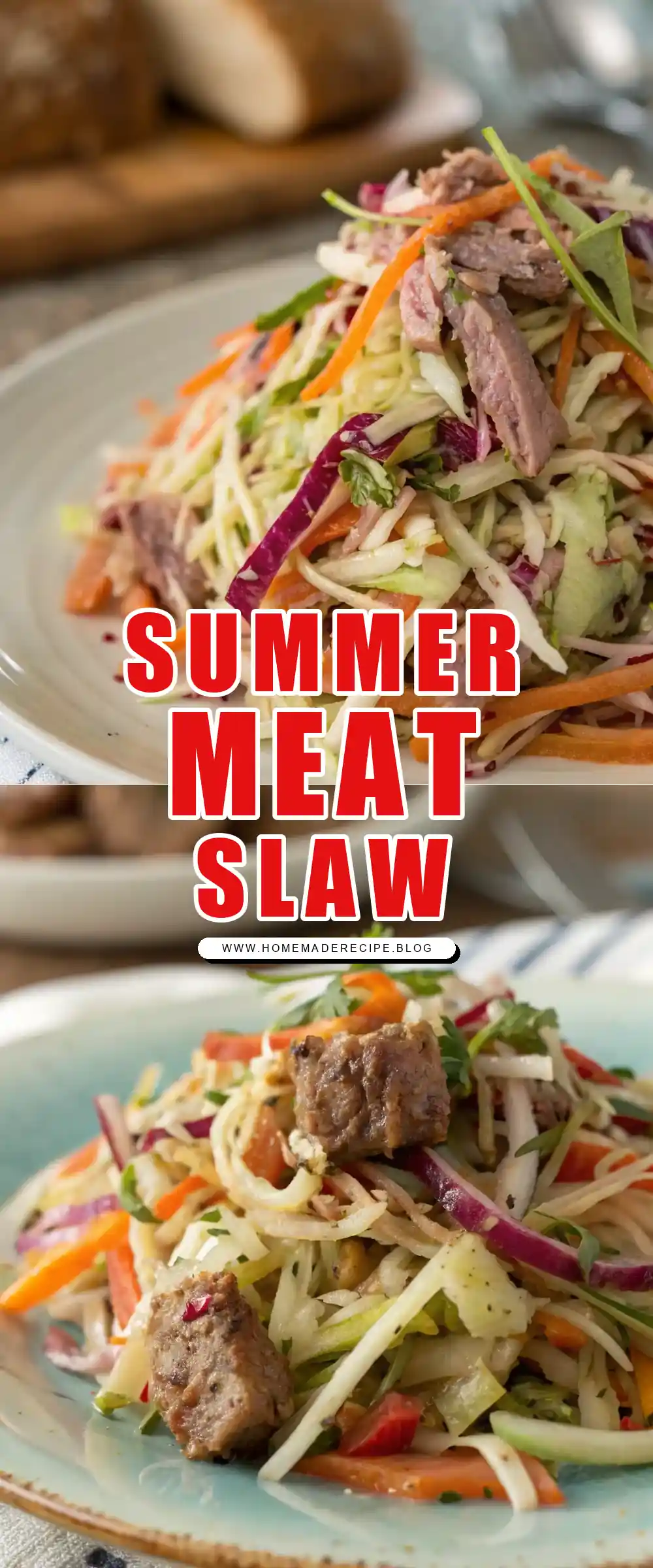Pinterest pin 1 (Design 1) for Summer Meat Slaw