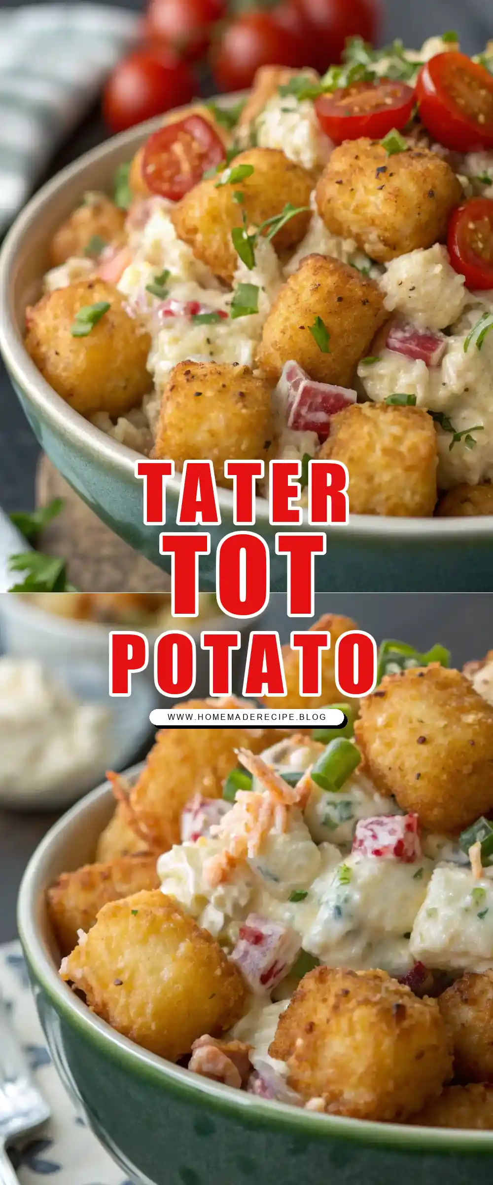 Pinterest pin 1 (Design 1) for German Tater Tot Potato Salad