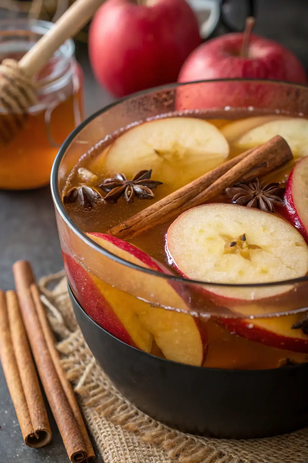 A delicious plate of Hot Cinnamon Apple Brandy Cider