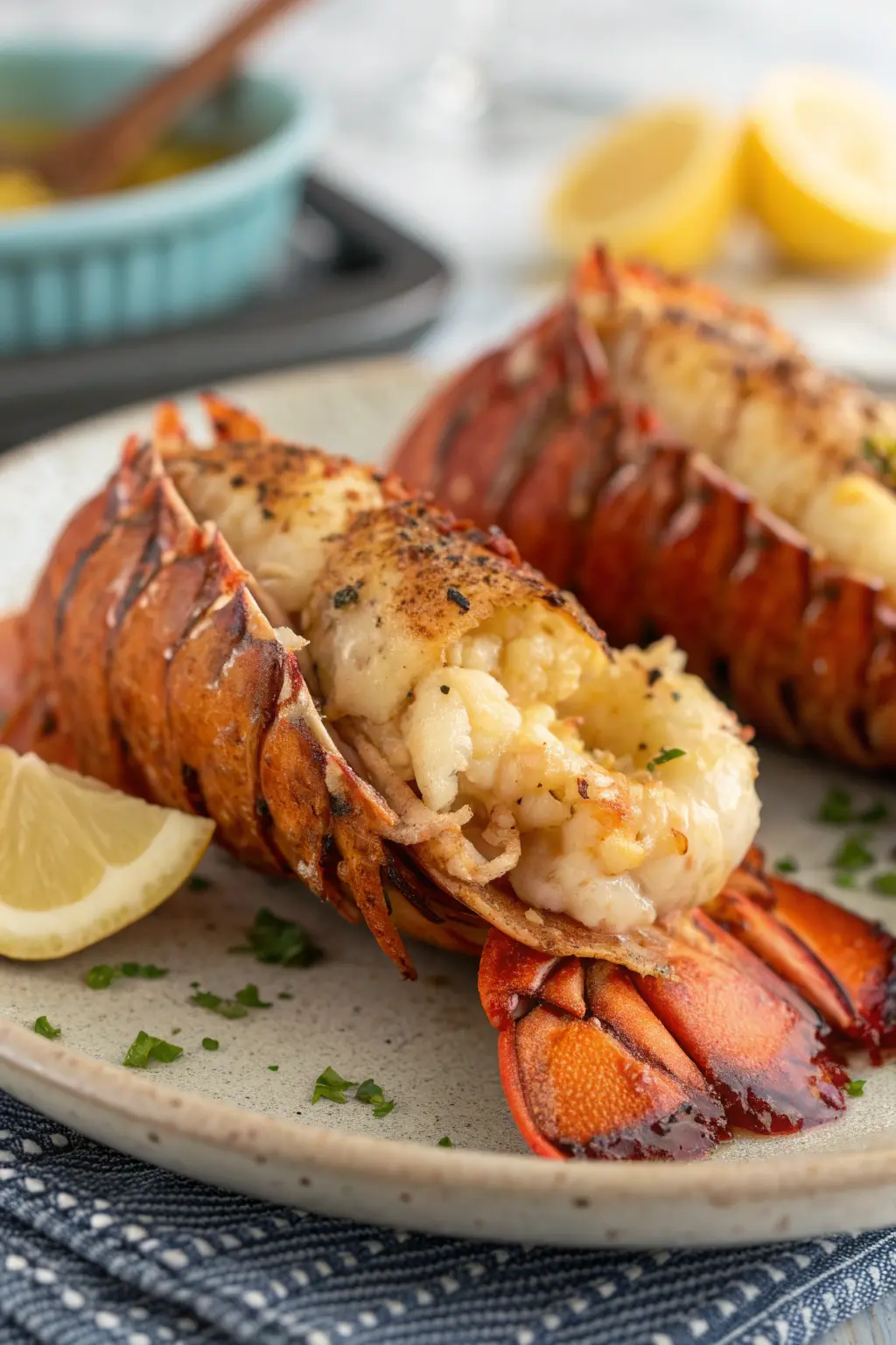 A delicious plate of Air Fryer Lobster Tails