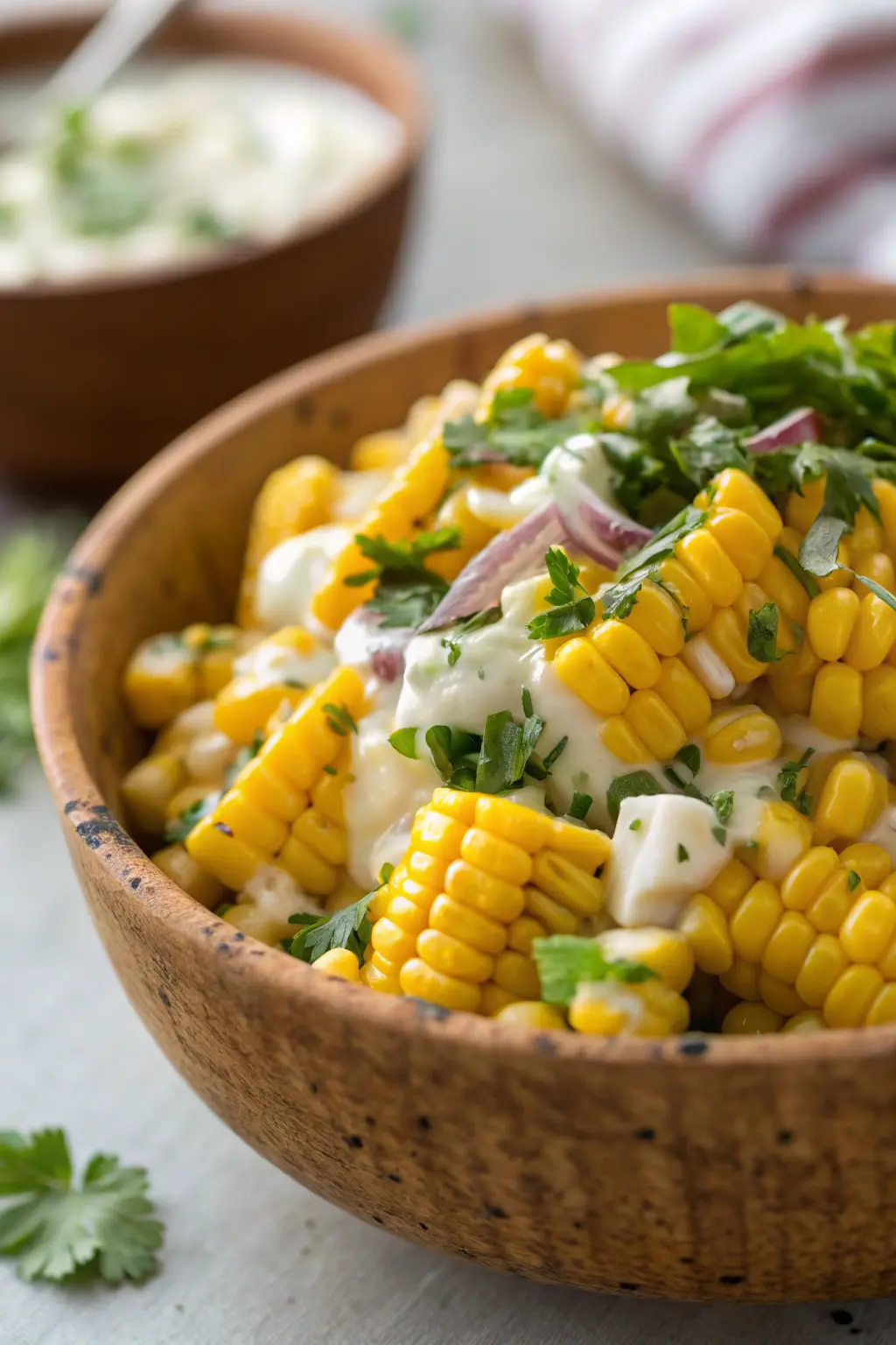 A delicious plate of Corn Salad with Creamy Italian Dressing