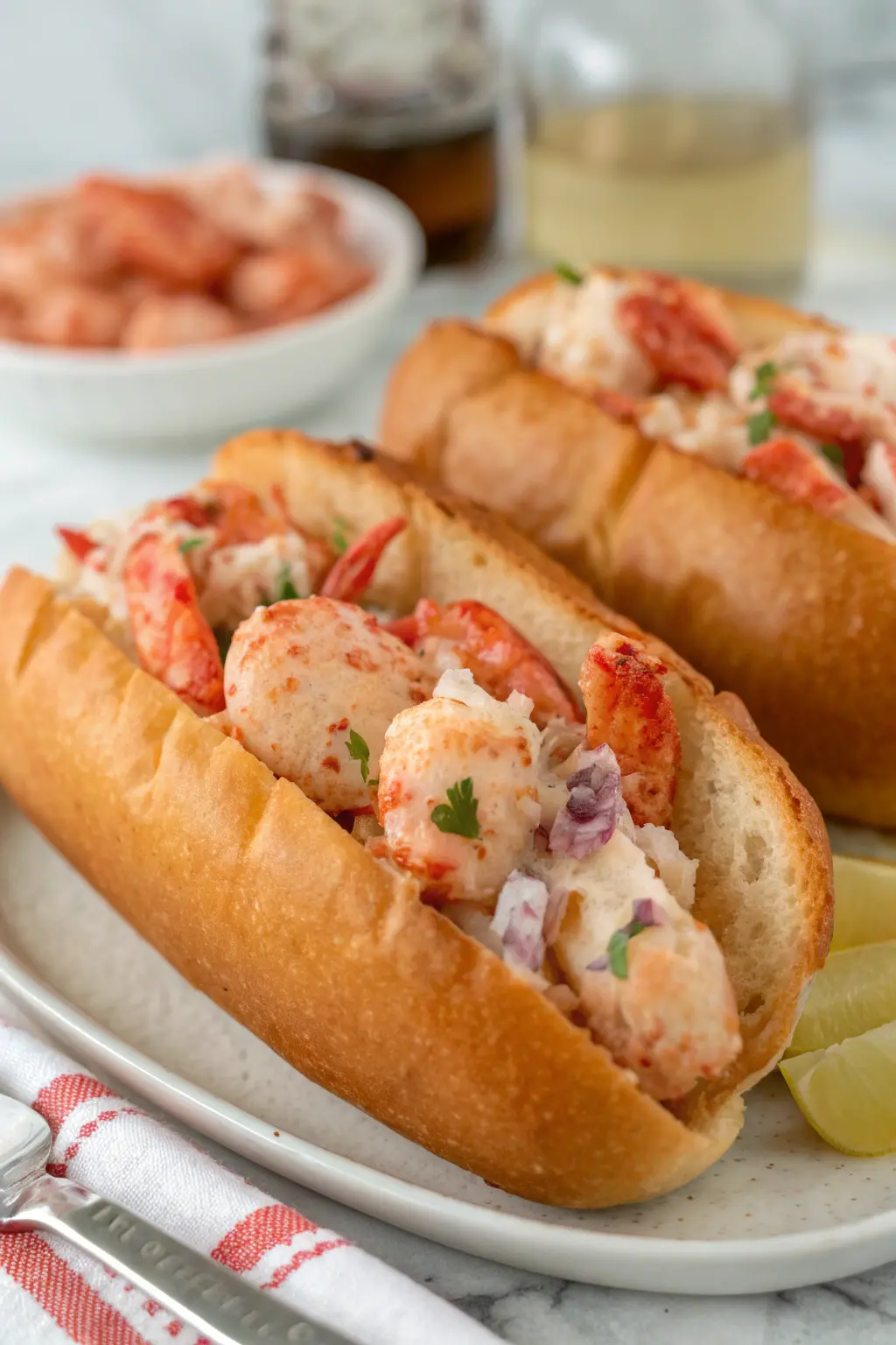 A delicious plate of Air Fryer Lobster Rolls