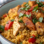 A delicious plate of Air Fryer Chicken Bulgur