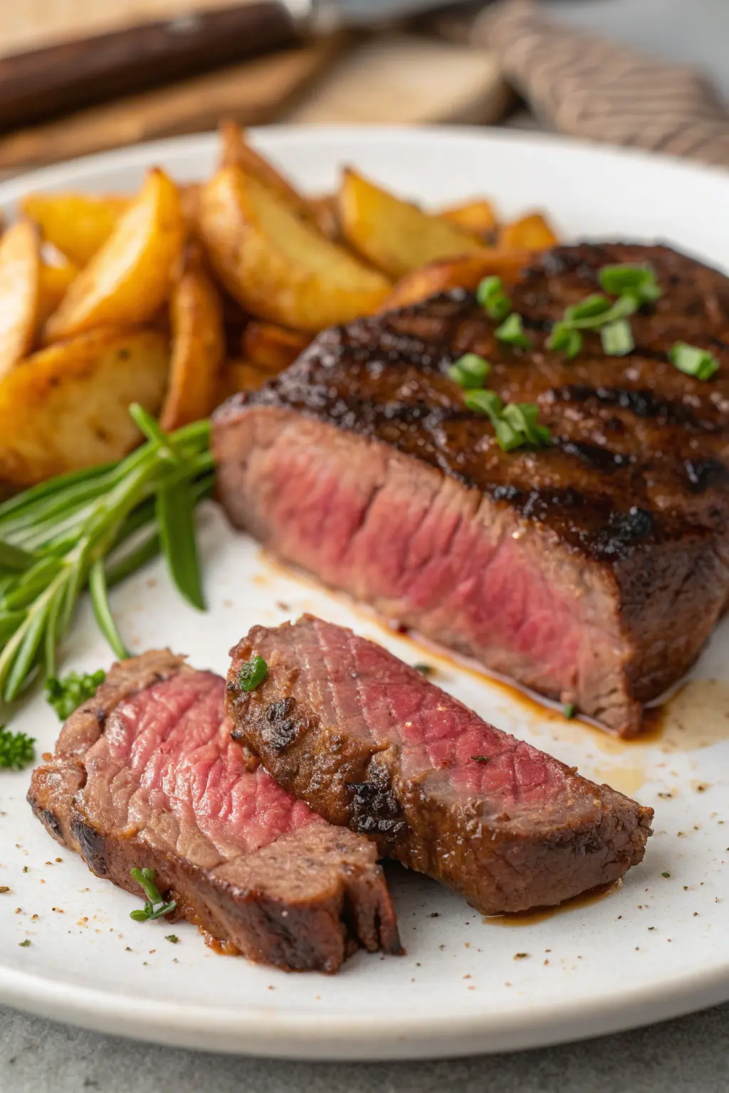A delicious plate of Air Fryer Ostrich Steak
