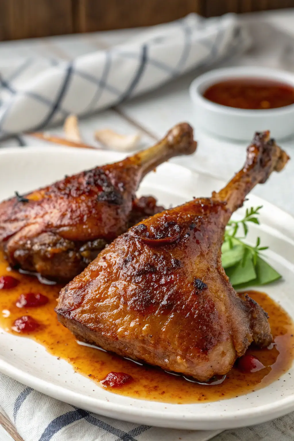 A delicious plate of Air Fryer Duck Legs