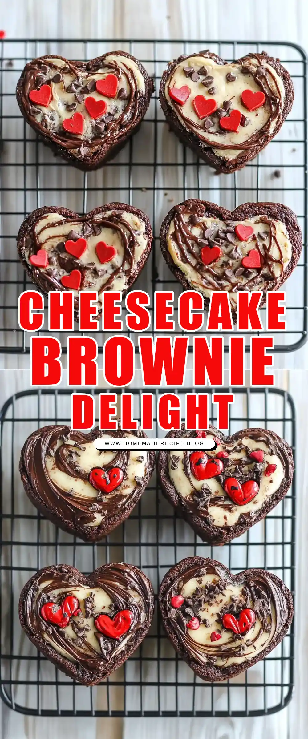 Pinterest pin (Design 1) for Cheesecake Brownie Hearts