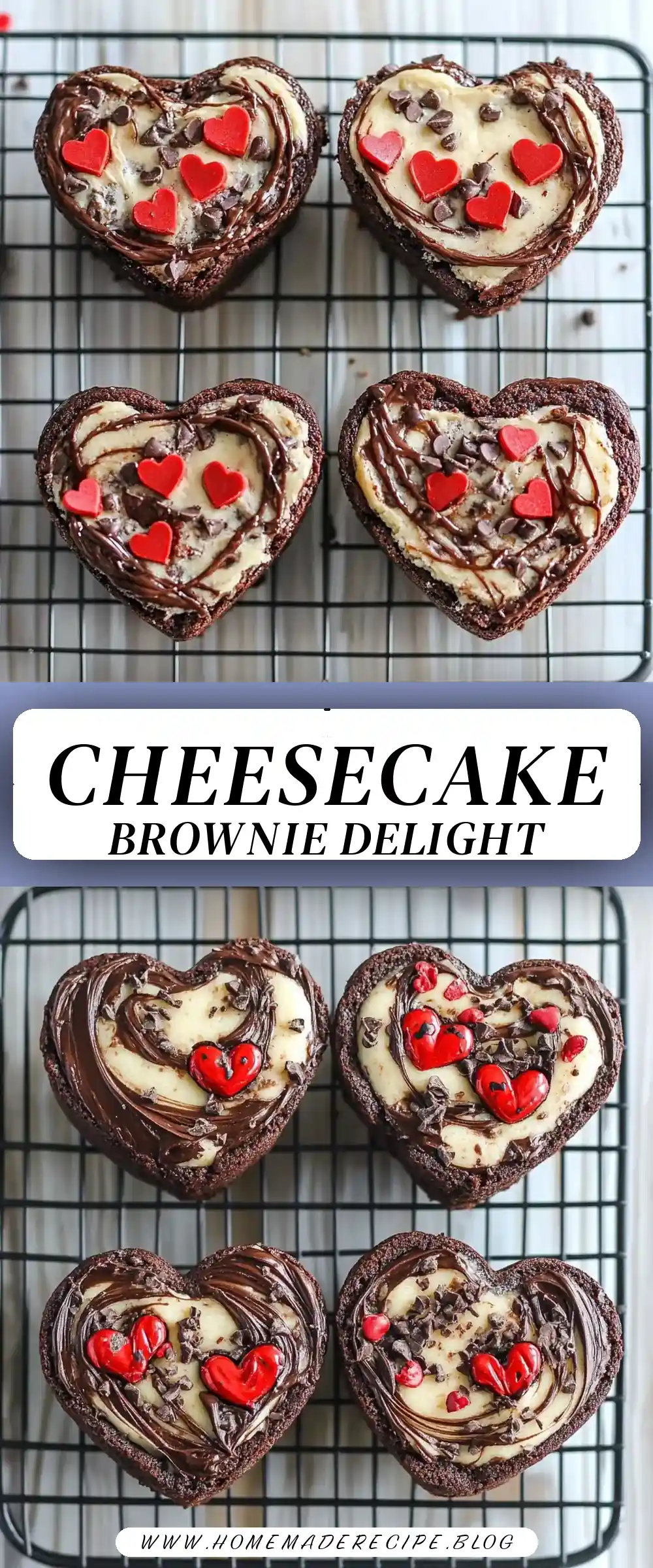 Pinterest pin (Design 3) for Cheesecake Brownie Hearts