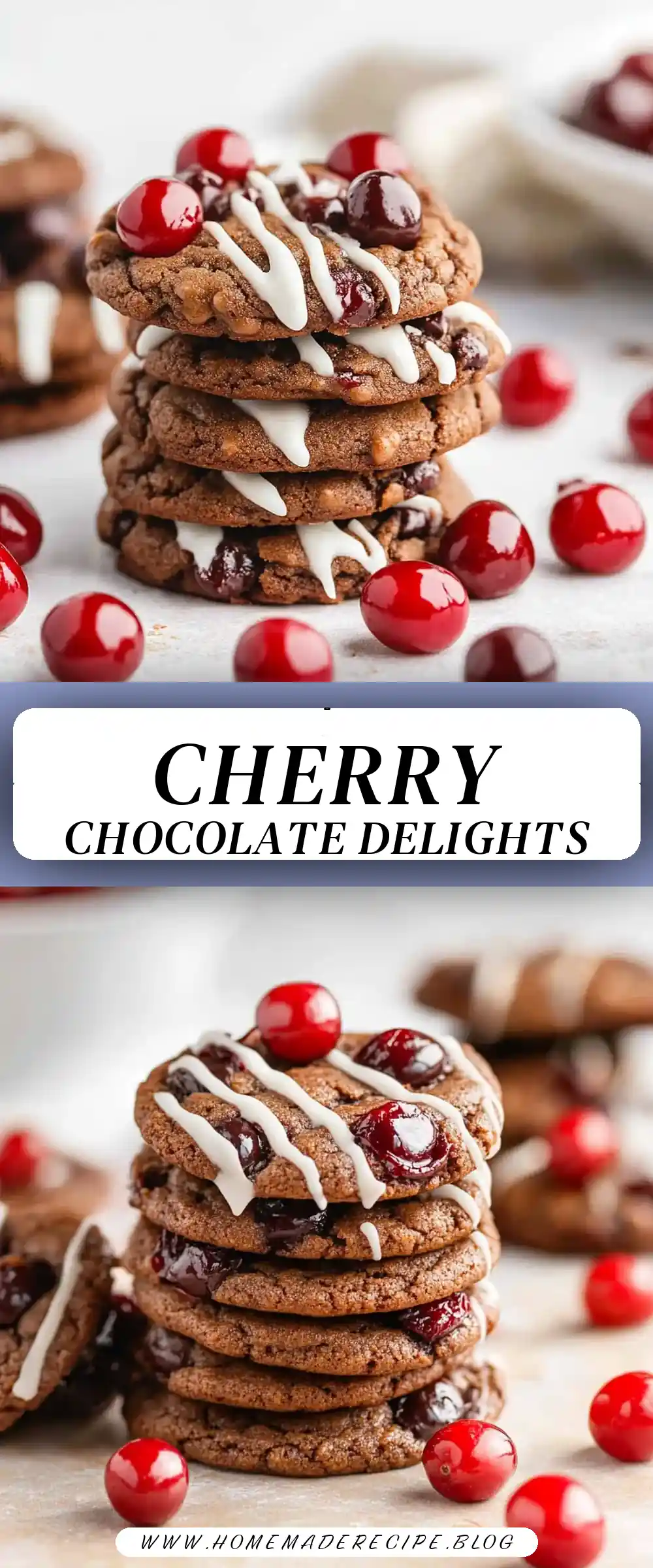 Pinterest pin (Design 3) for Chocolate Cherry Cookies