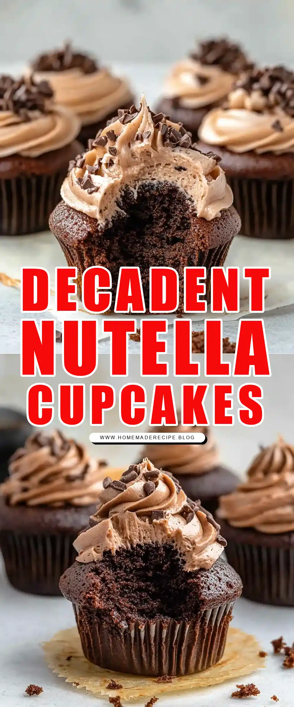 Pinterest pin (Design 1) for Nutella Cupcakes