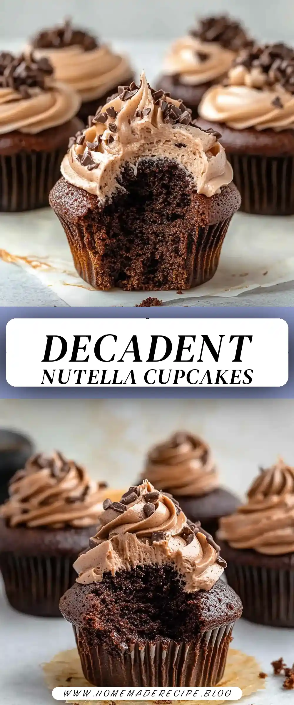 Pinterest pin (Design 3) for Nutella Cupcakes