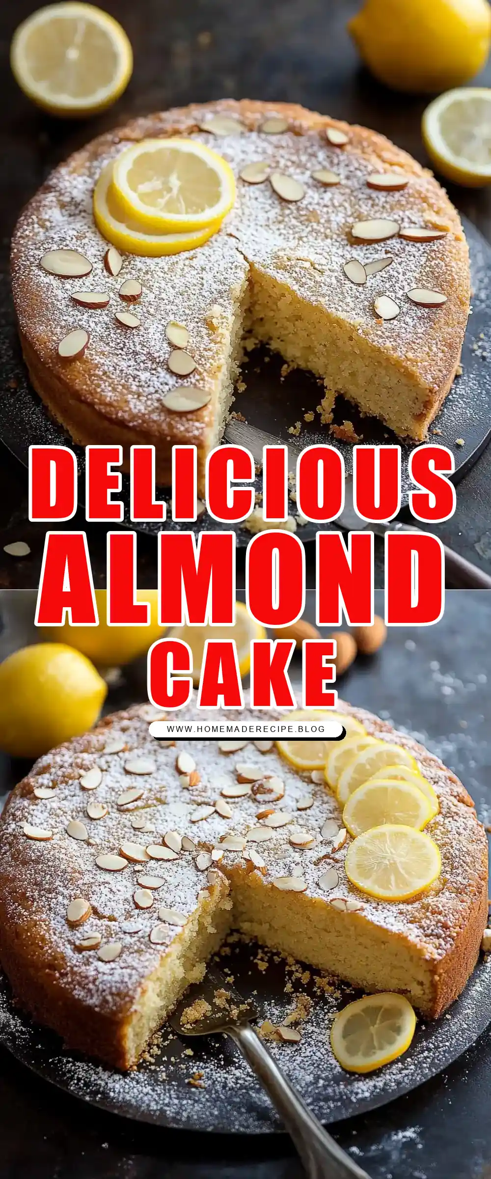 Pinterest pin (Design 1) for Almond Cake