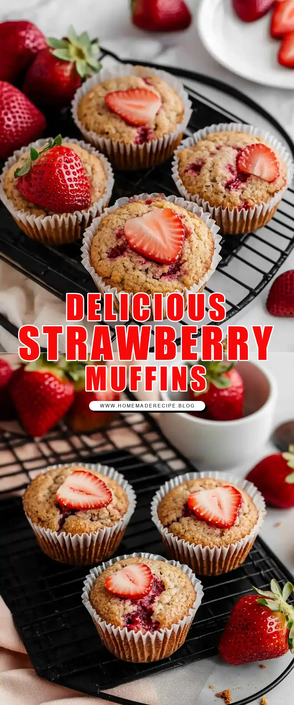 Pinterest pin (Design 1) for Strawberry Muffins