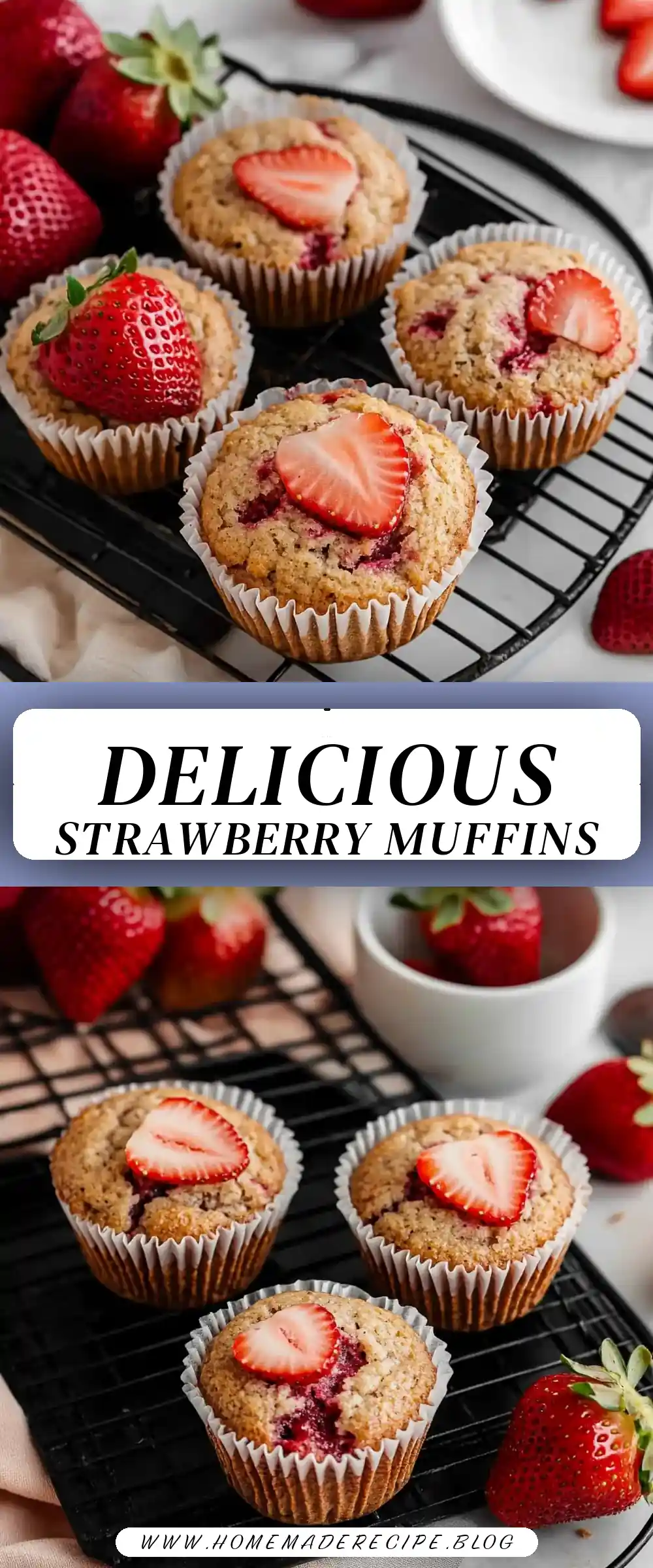 Pinterest pin (Design 3) for Strawberry Muffins