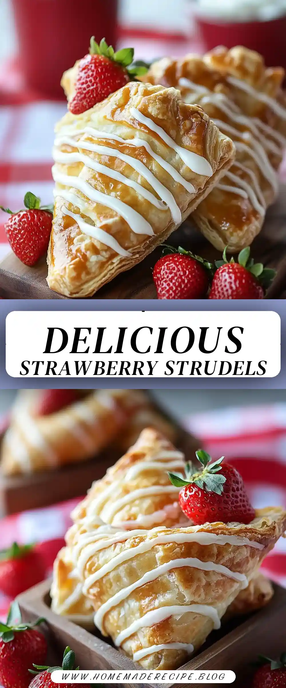 Pinterest pin (Design 3) for Strawberry Strudels