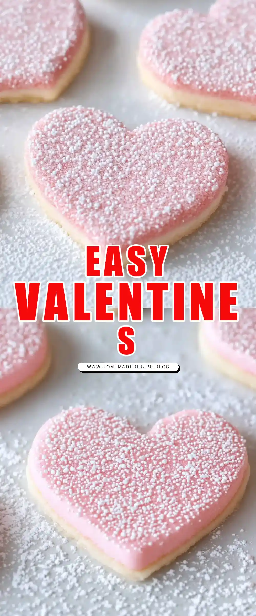 Pinterest pin (Design 1) for Fast and Easy Valentine's Sugar Cookies