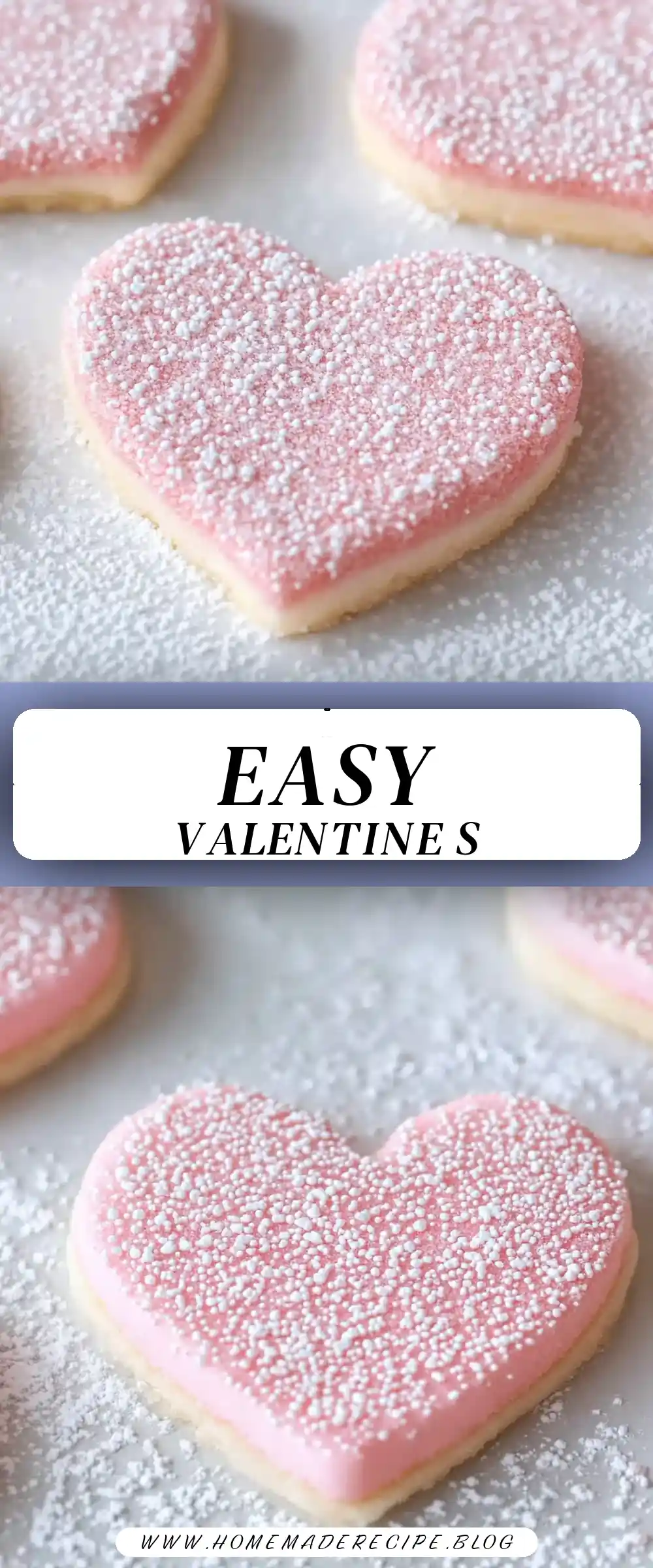 Pinterest pin (Design 3) for Fast and Easy Valentine's Sugar Cookies