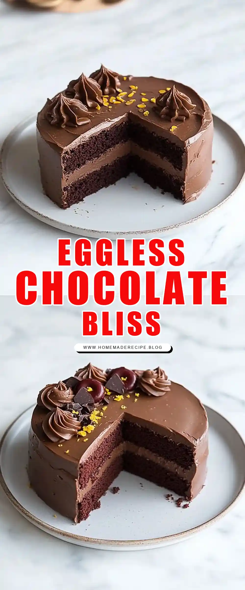 Pinterest pin (Design 1) for Egg Free Chocolate Cake