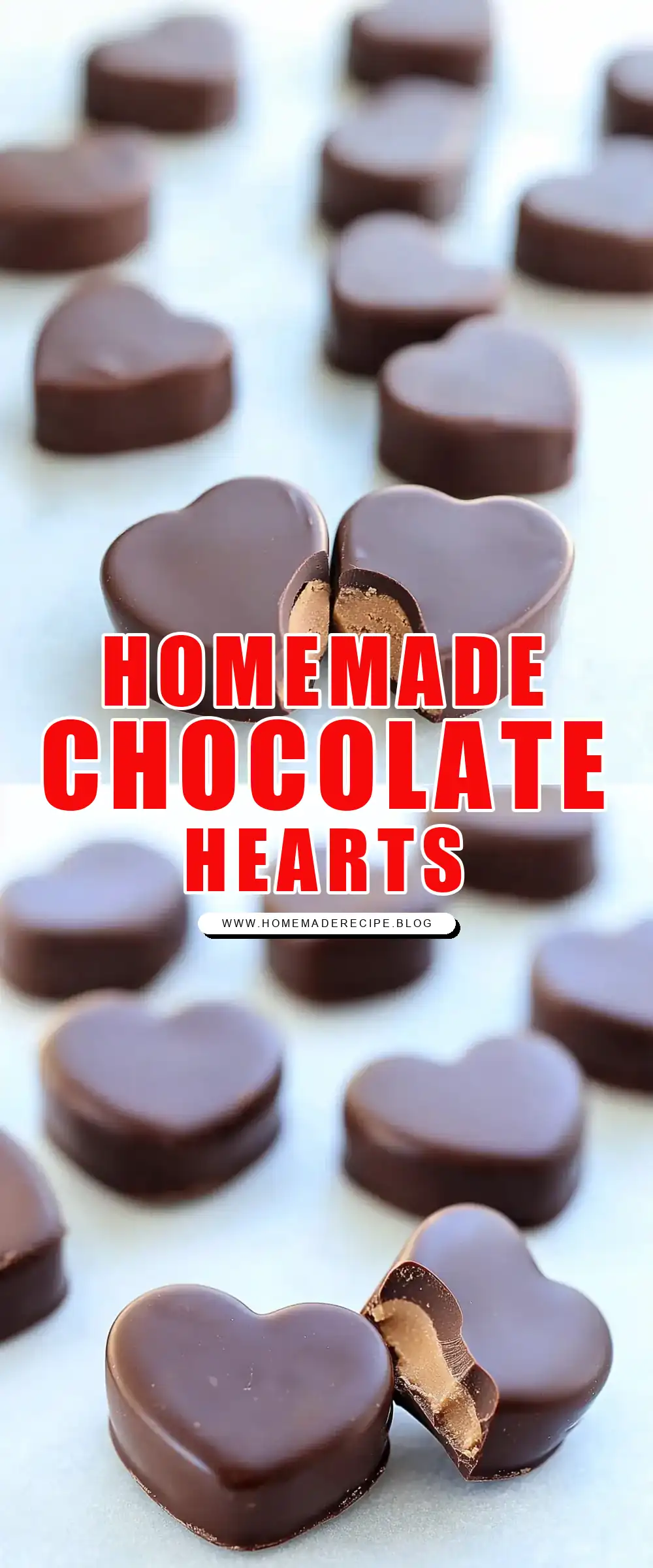 Pinterest pin (Design 1) for Peanut Butter Chocolate Hearts (Homemade Reese's)