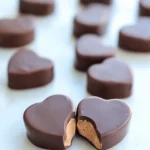 A delicious plate of Peanut Butter Chocolate Hearts (Homemade Reese's)