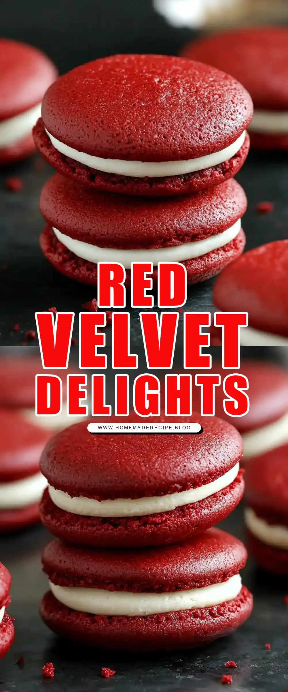 Pinterest pin (Design 1) for Red Velvet Whoopie Pies