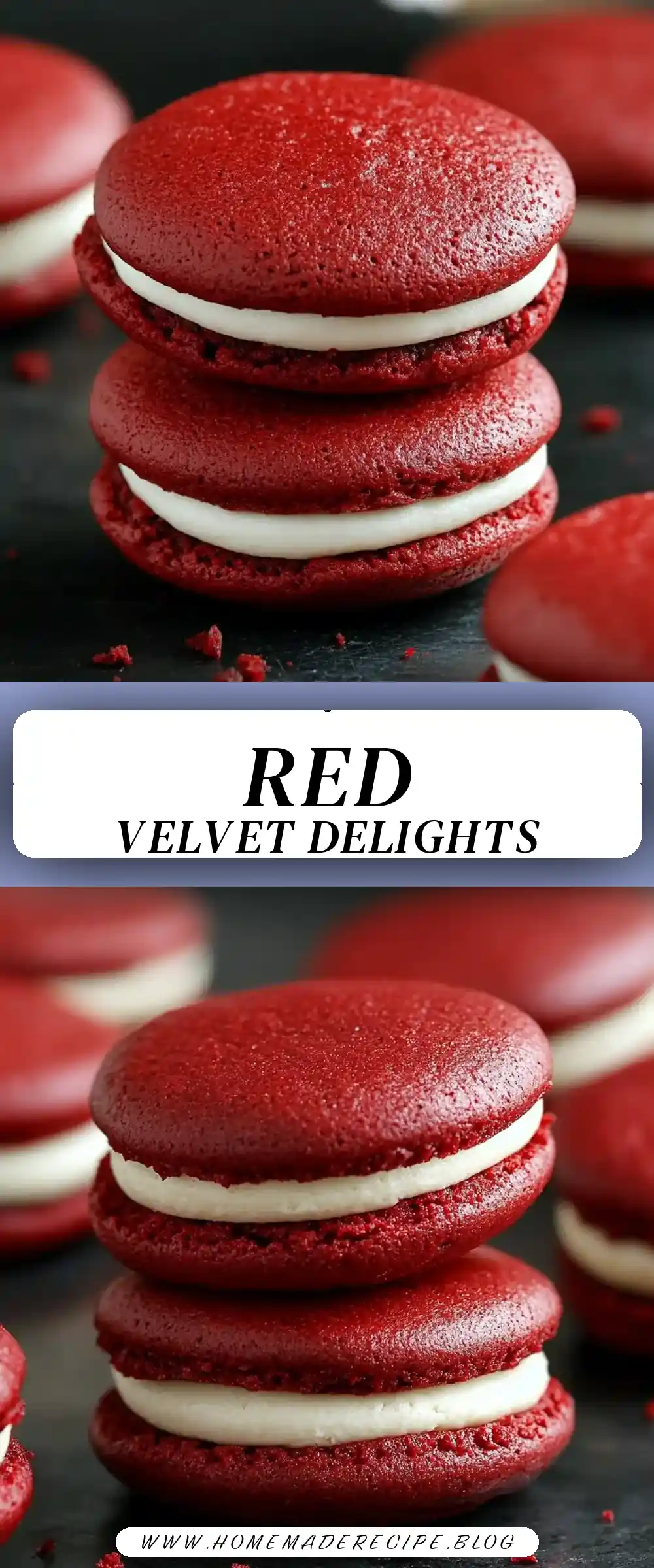 Pinterest pin (Design 3) for Red Velvet Whoopie Pies