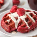 A delicious plate of Red Velvet Waffles