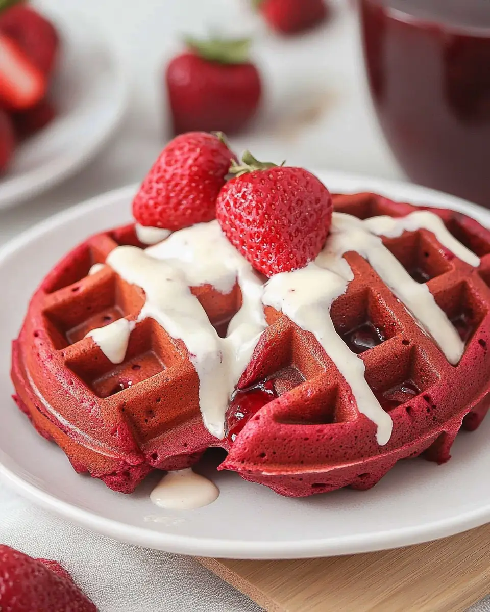 A delicious plate of Red Velvet Waffles