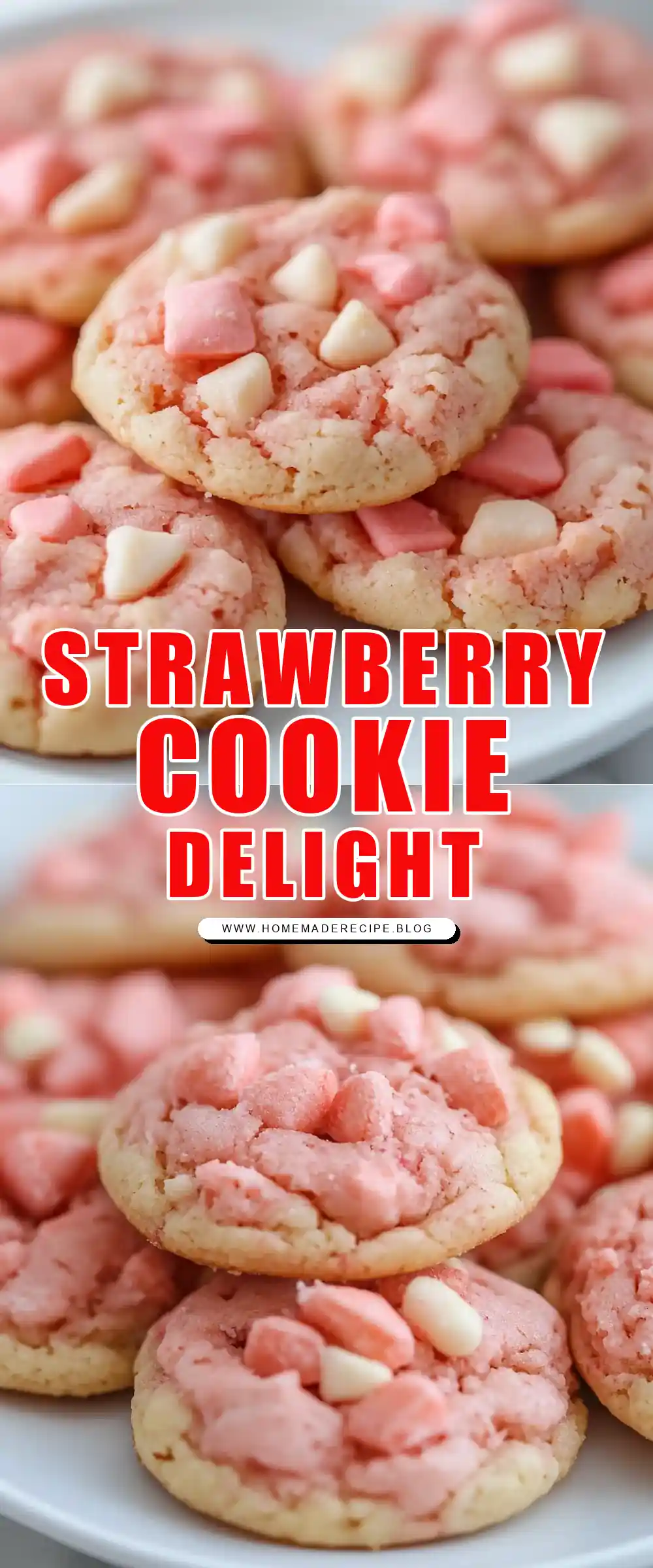 Pinterest pin (Design 1) for Strawberry Cake Mix Cookies