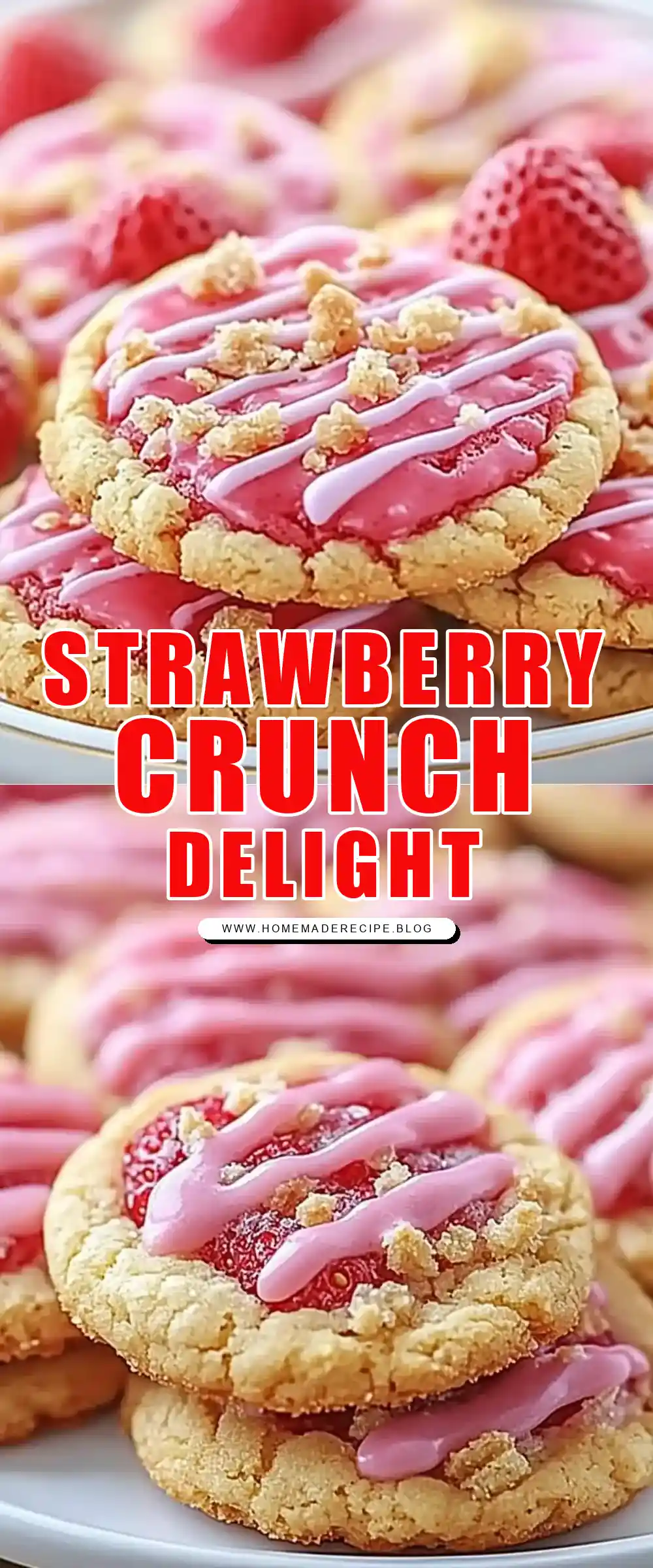 Pinterest pin (Design 1) for Strawberry Crunch Cookies