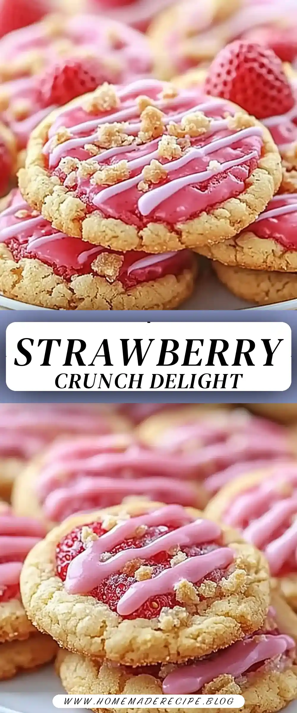 Pinterest pin (Design 3) for Strawberry Crunch Cookies