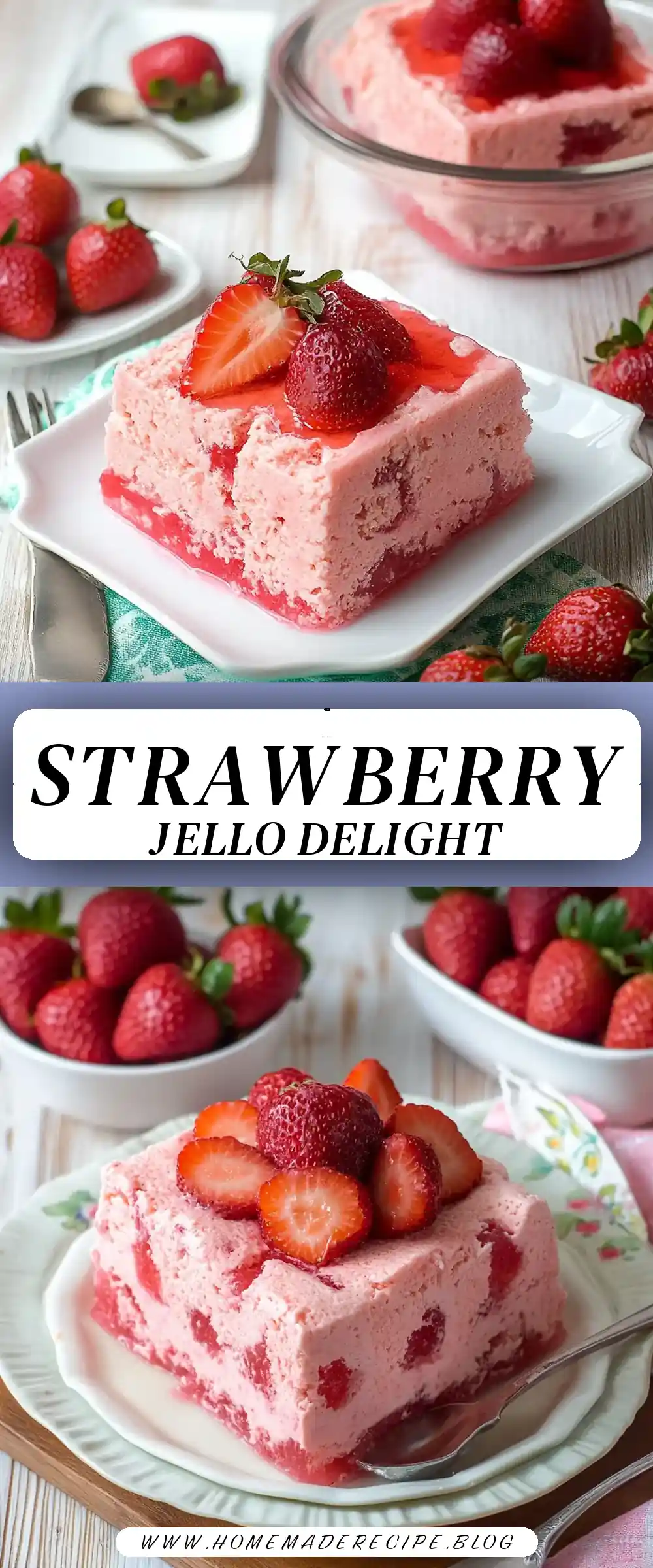 Pinterest pin (Design 3) for Strawberry Jello Salad