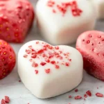 A delicious plate of Strawberries and Cream Truffle Hearts