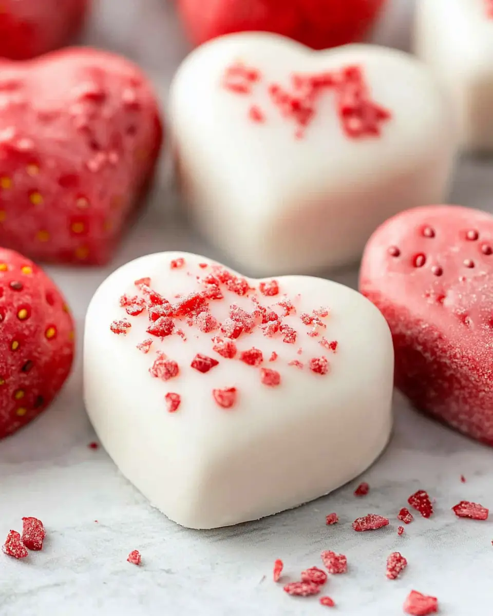 A delicious plate of Strawberries and Cream Truffle Hearts
