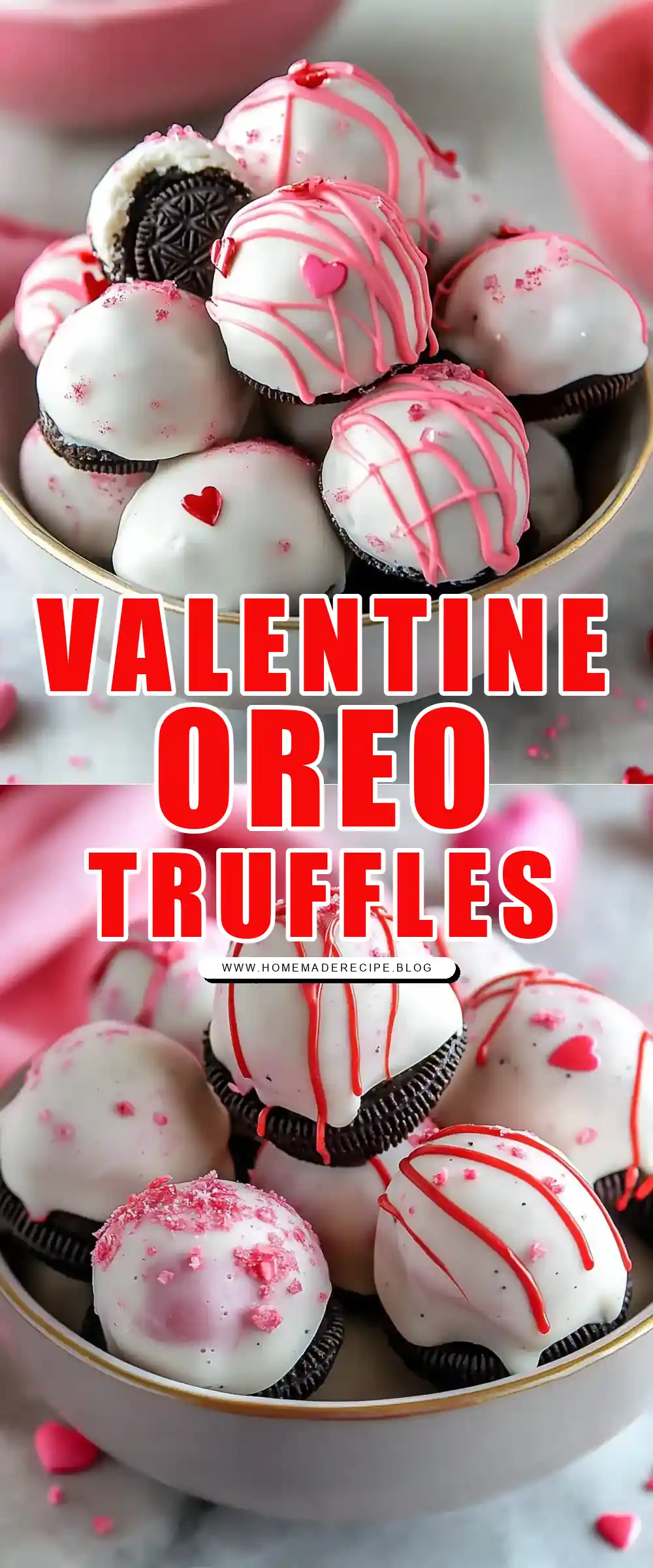 Pinterest pin (Design 1) for Valentine's Day Oreo Truffles