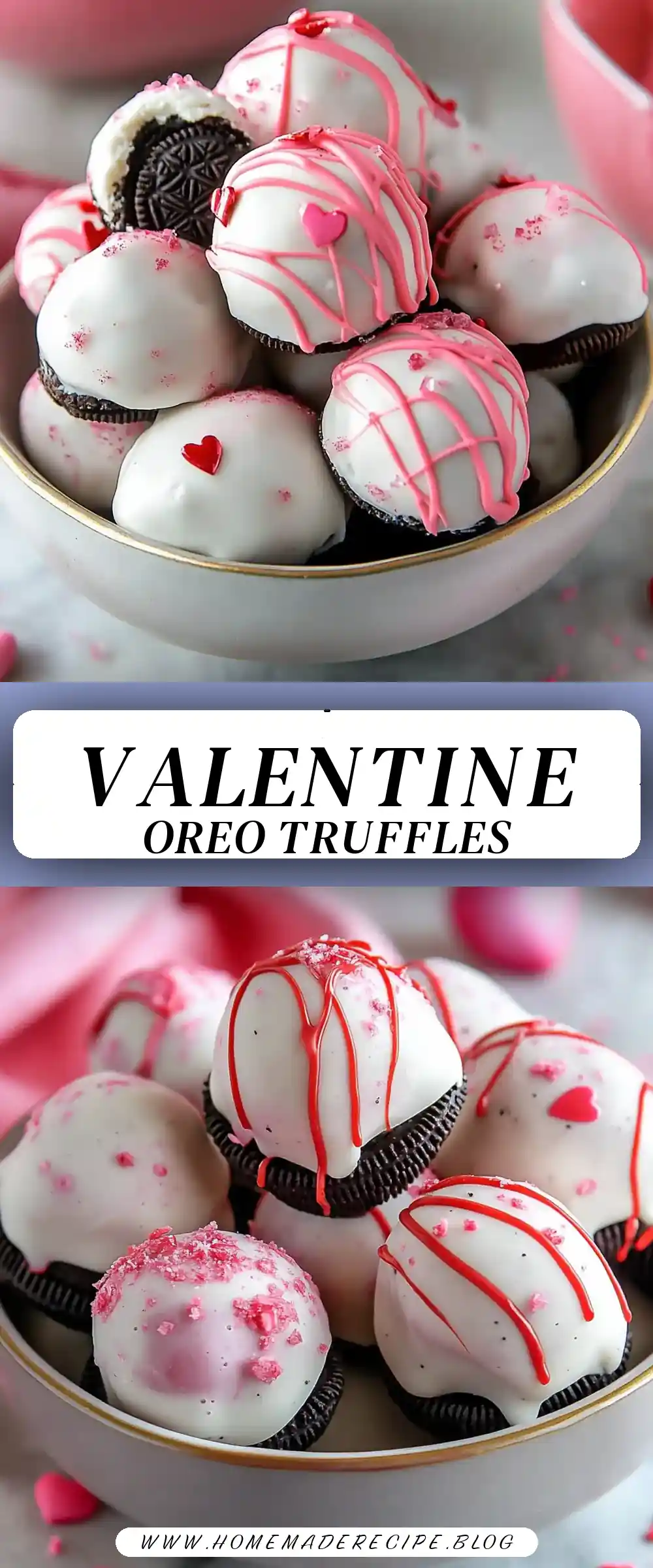 Pinterest pin (Design 3) for Valentine's Day Oreo Truffles